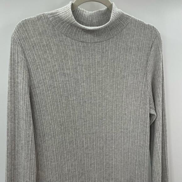 Anthropologie Daily Practice Turtleneck Side Slit Dress Gray Maxi Mock Neck XL - Picture 5 of 10